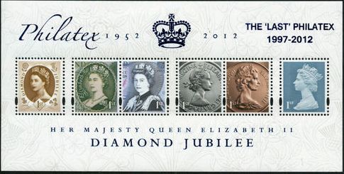 2012 GB - SGMS??? Jubilee 6 x 1st Class (W) MS PHILATEX O/P MNH 2012 GB - SGMS??? Jubilee 6 x 1st Class (W) MS PHILATEX O/P MNH